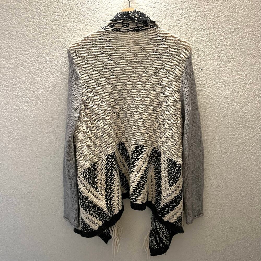 Anthropologie Moth Amba Fringe Open Front Sweater Cardigan Boho M Wool Alpaca - Picture 4 of 8